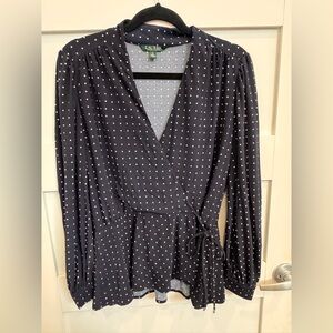 Ralph Lauren Dark Blue Polka Dot Blouse
